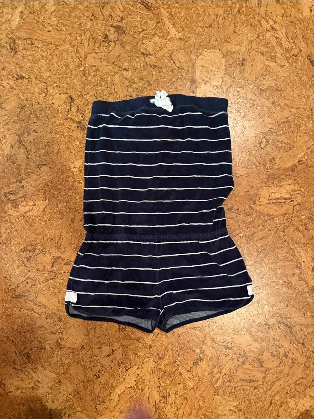 Ralph Lauren Navy & White Striped Knit/Terry Romper